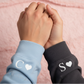 Personalised Initials Heart Cuff Sleeve Couple Hoodies – Matching His & Hers x2