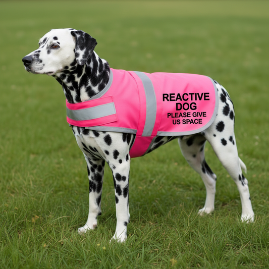 DOUBLE SIDED Hi Vis Dog Vest Reflective Safety Vest REACTIVE DOG Please Give Us Space