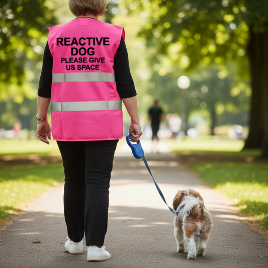 High Visibility Hi Vis Dog Training Reflective Vest Tabard Waistcoat REACTIVE Dog Please Give Us Space