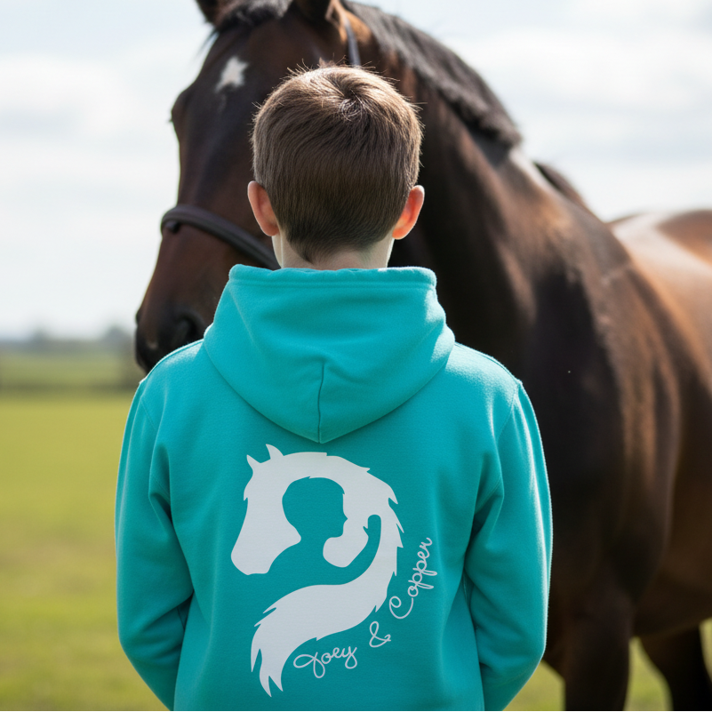 Personalised Boy Silhouette Hug Your Horse Equestrian Hoodie