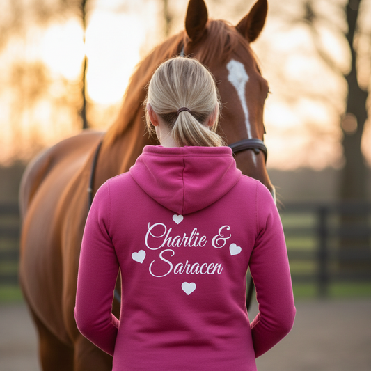Personalised Hearts Equestrian Hoodie