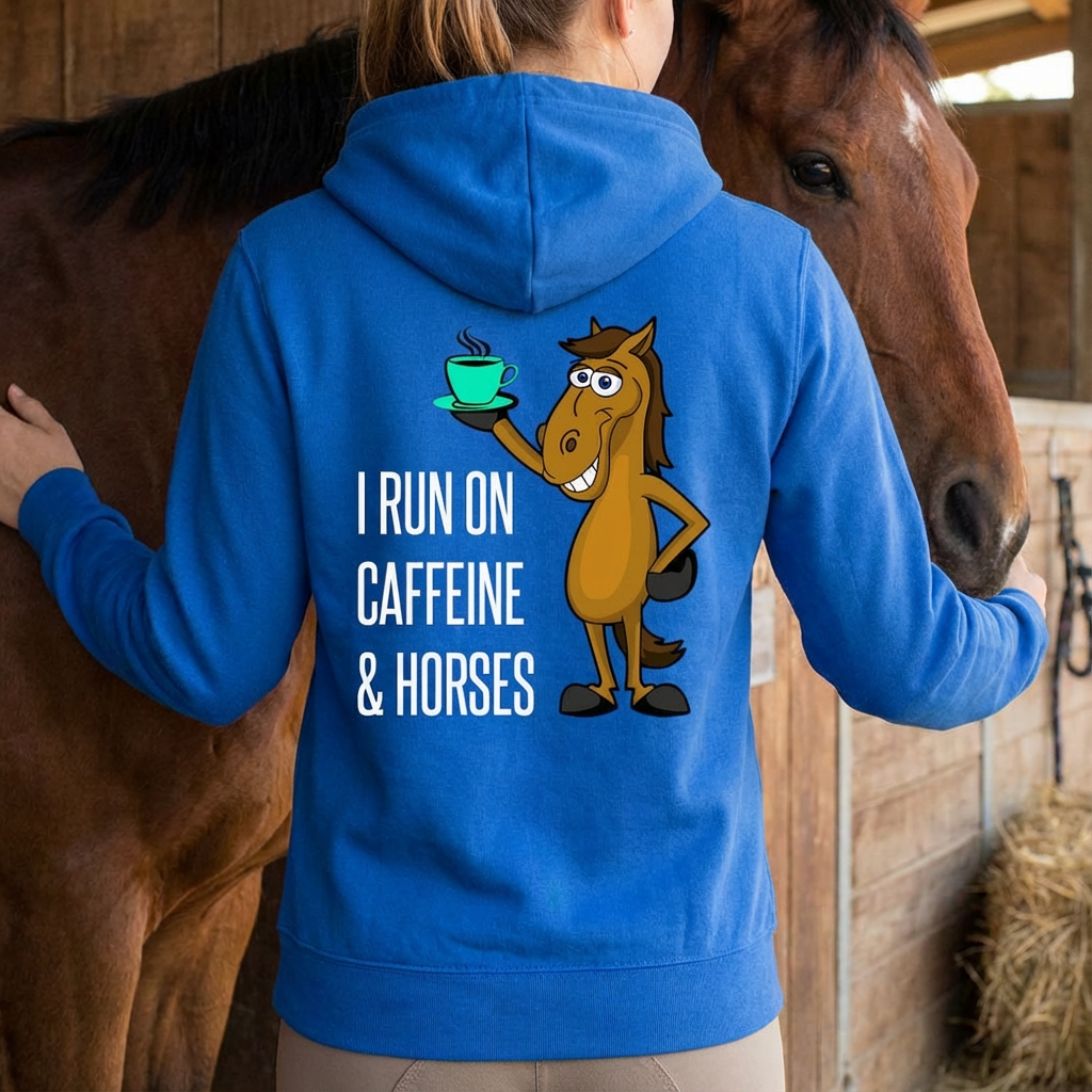 I Run On Caffeine Funny Equestrian Hoodie