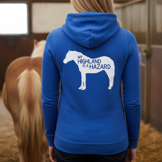 My Highland is a Hazard Funny Equestrian Hoodie