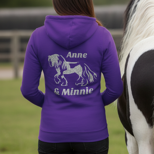 Personalised Glitter Equestrian Hoodie - Gypsy Cob Design
