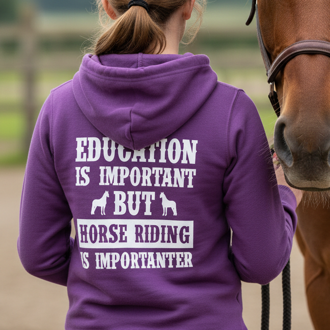 Education is Important Funny Equestrian Hoodie