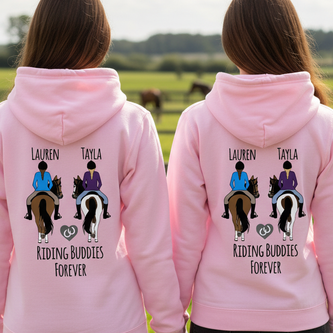 Personalised Pack of 2 Hoodies - Riding Buddies Forever