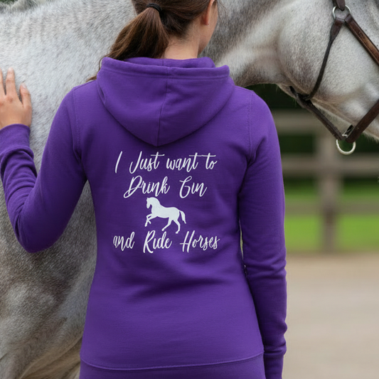 Drink Gin & Ride Horses Equestrian Hoodie