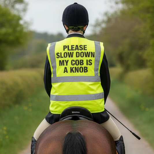 High Visibility Hi Vis Equestrian Reflective Vest Tabard Waistcoat COB IS A KNOB