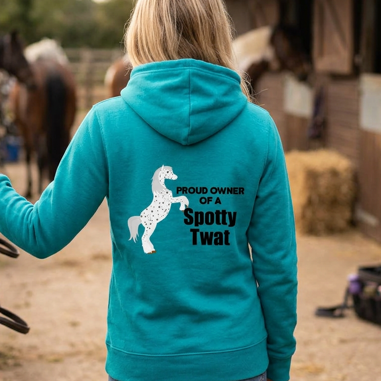 Proud Owner Of A Spotty Twat Funny Equestrian Hoodie
