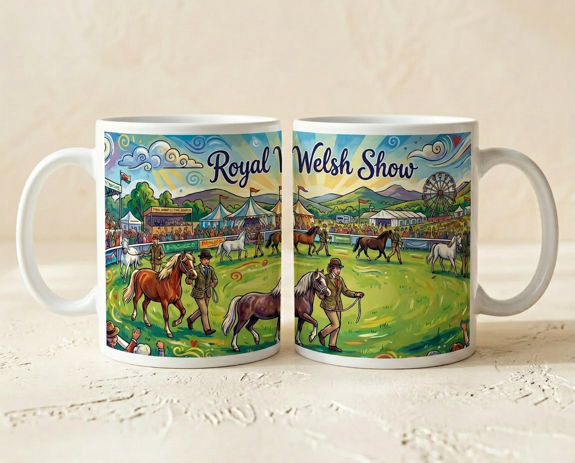 Royal Welsh Show Agricultural Wrap Around Mug – Welsh Pony Ringside Design Show Ceramic Coffee Mug – 11oz Gift Mug