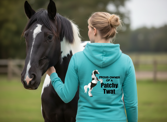 Proud Owner Of A Patchy Twat Funny Equestrian Hoodie