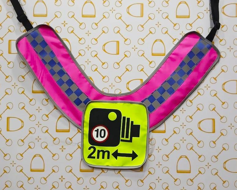 SQUARE Official PW&S High Visibility Equestrian Reflective Horse Breastplate With Camera Symbol and 2m Distance