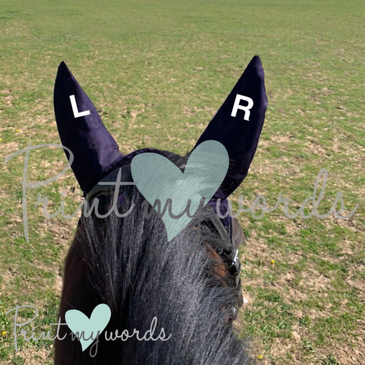 Funny Equestrian Left & Right Labelled Horse Fly Veil Ear Bonnet