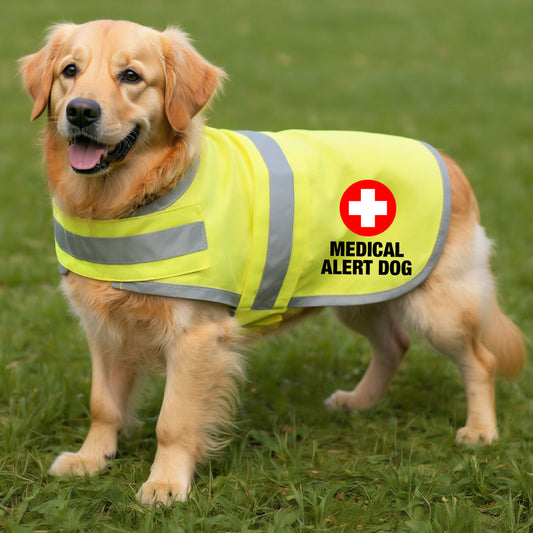 DOUBLE SIDED Hi Vis Dog Vest Reflective Safety Vest MEDICAL ALERT DOG