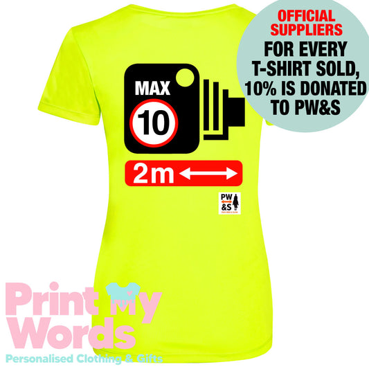 2025 Official PW&S High Visibility Hi Vis UV Protection Equestrian Horse Riding Summer T-Shirt Vest Polo - CAMERA, 10mph, 2m Distance
