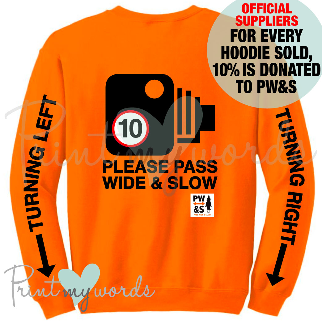 Official PW&S High Visibility Hi Vis Equestrian Neon Electric Sweatshirt - CAMERA, TURNING LEFT & RIGHT hi-viz
