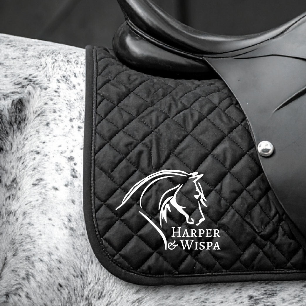 Personalised Equestrian Saddlecloth Saddle Pad - Abstract Horse Head Design