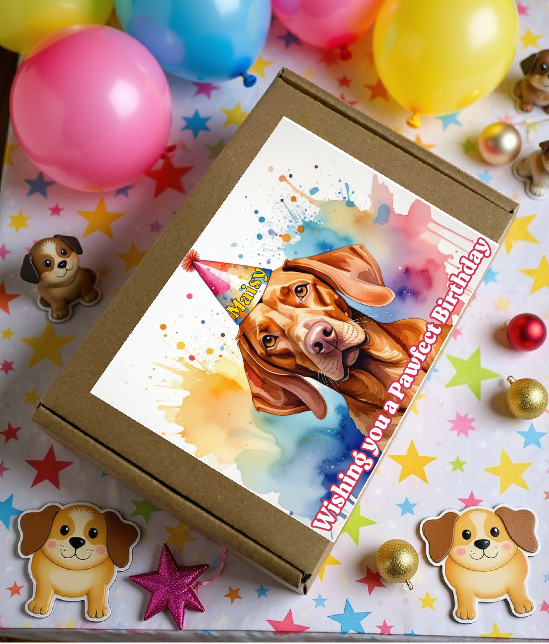 Any Dog Breed – Personalised Birthday Dog Treat Box – Party Puppy Treats – Dog Birthday Gift Box – Dogs Birthday Present
