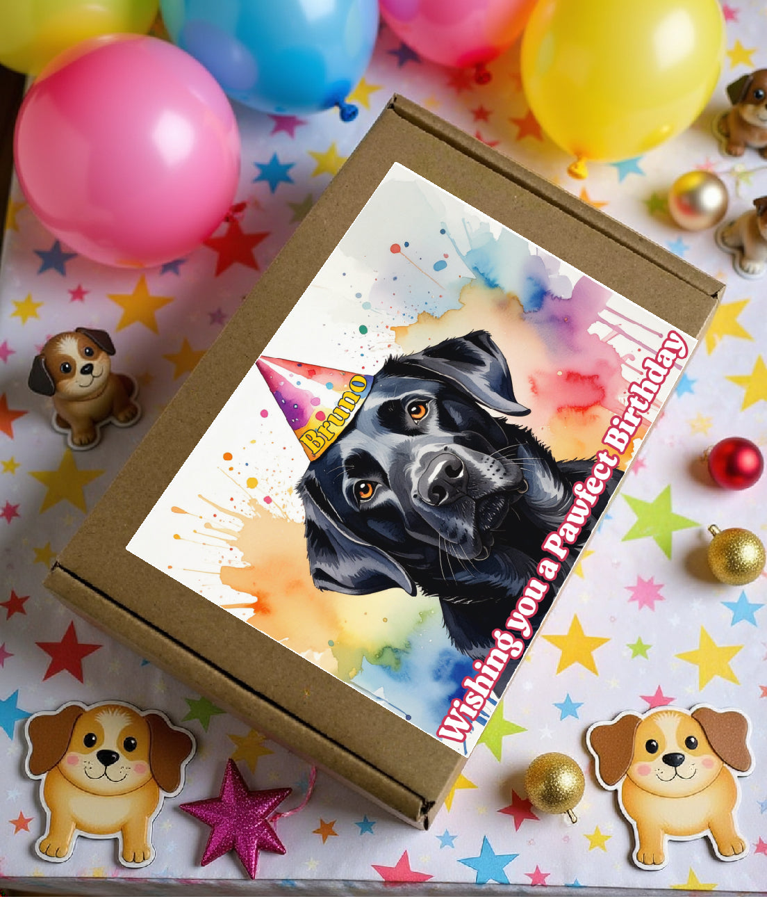Any Dog Breed – Personalised Birthday Dog Treat Box – Party Puppy Treats – Dog Birthday Gift Box – Dogs Birthday Present