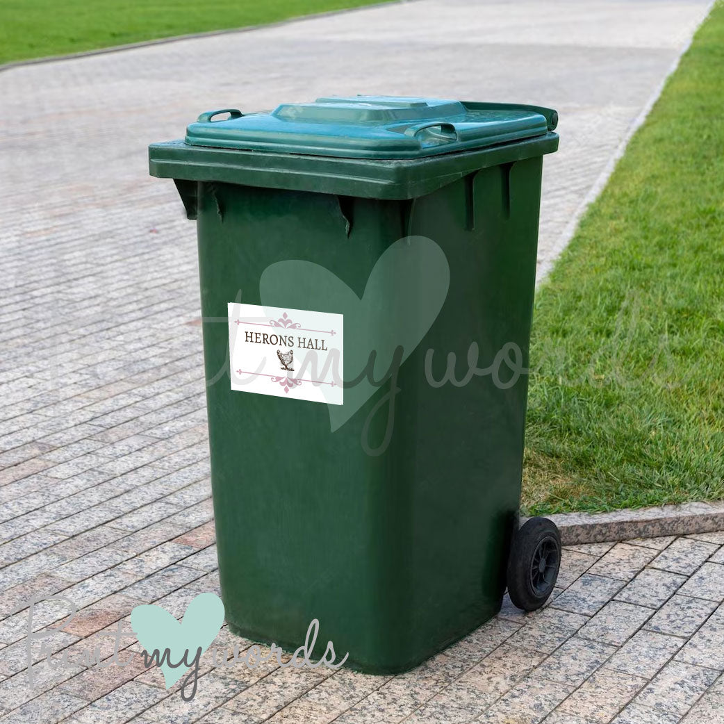 Personalised Wheelie Bin Stickers Labels House Name Number - Chicken