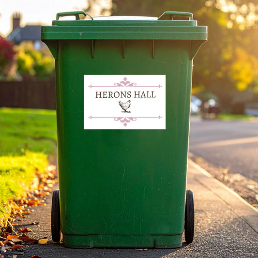 Personalised Wheelie Bin Stickers Labels House Name Number - Chicken