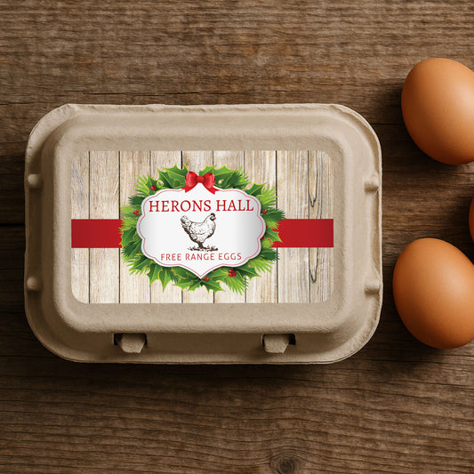 Personalised Christmas Chicken Egg Box Labels – Festive Poultry Stickers