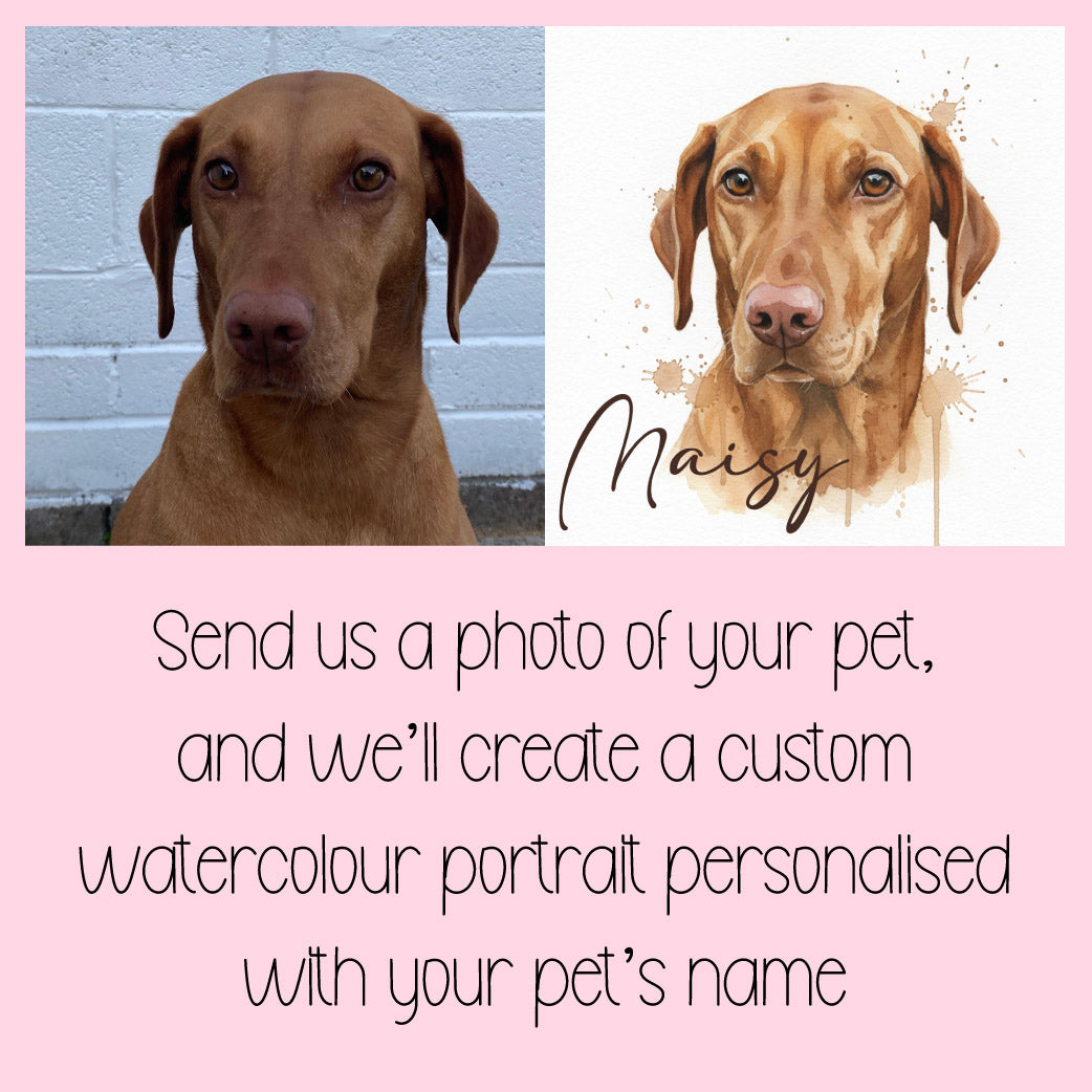 Custom Dog Watercolour Coaster & Mug Set - Personalised Pet Portrait with Name – Ideal Gift for Dog Lovers