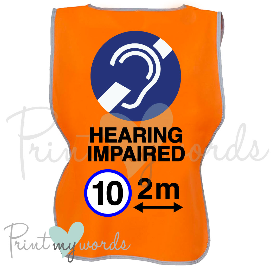High Visibility Hi Vis Equestrian Reflective Vest Tabard Waistcoat DEAF HEARING IMPAIRED, 10MPH 2M hi-viz