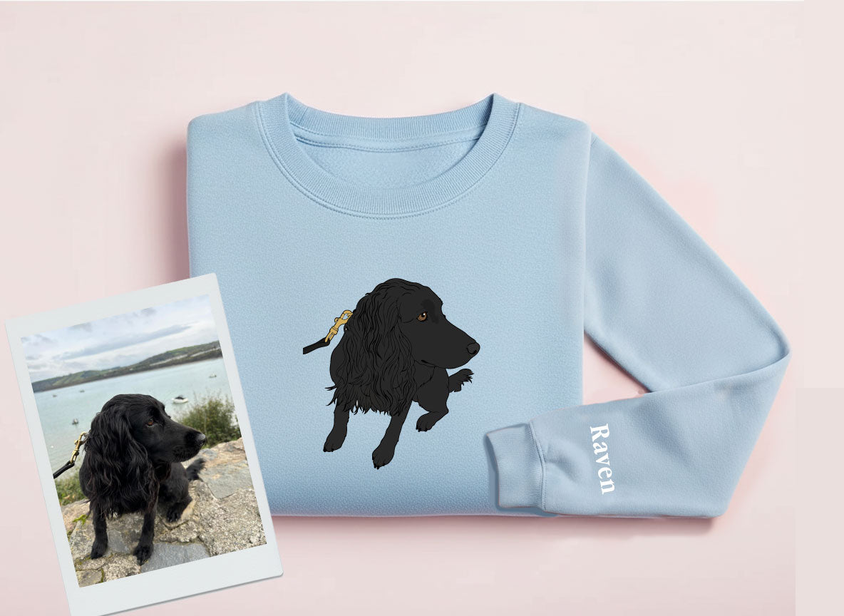 Personalised Dog Puppy Sweatshirt or Hoodie – Custom Digital Portrait Printed from Your Photo UK