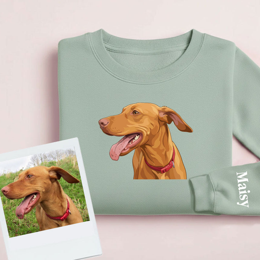 Personalised Dog Puppy Sweatshirt or Hoodie – Custom Digital Portrait Printed from Your Photo UK