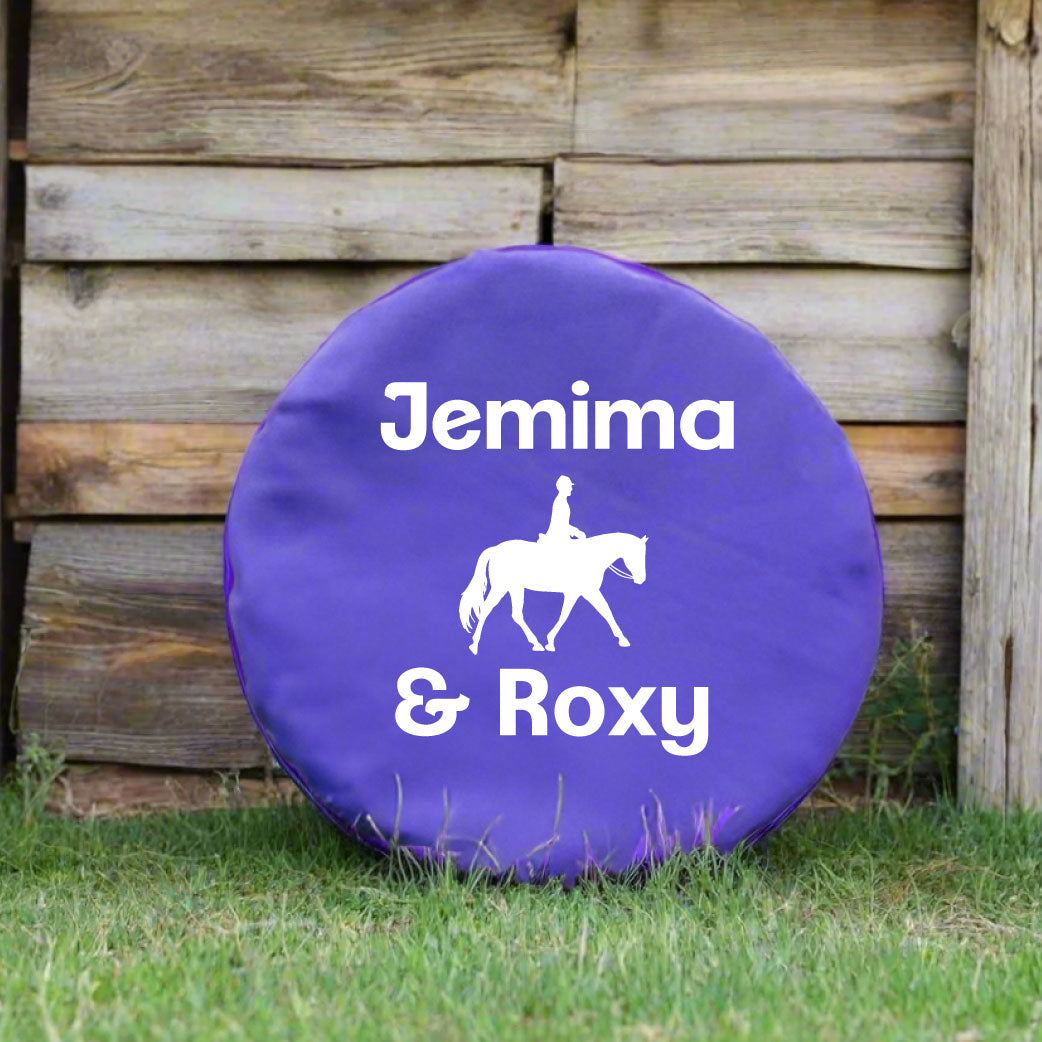 Personalised Horse Bucket Feed Bowl Cover - Dressage Design