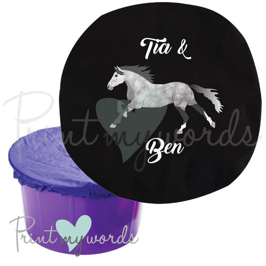 Personalised Horse Bucket Feed Bowl Cover - Elegant Design