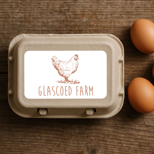 Personalised Simple Illustration Egg Box Labels – Custom Farm or House Name Stickers