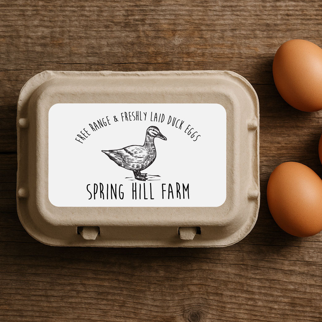 Personalised Freshly Laid Duck Egg Box Labels – Illustrated Duck Stickers