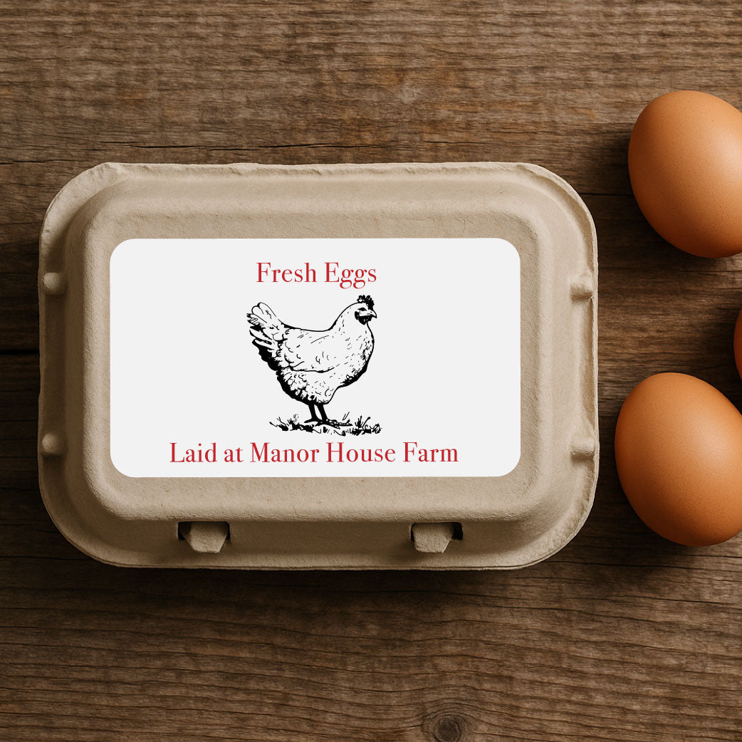 Personalised “Fresh Eggs. Laid At…” Egg Box Labels – Custom Farm Name Stickers