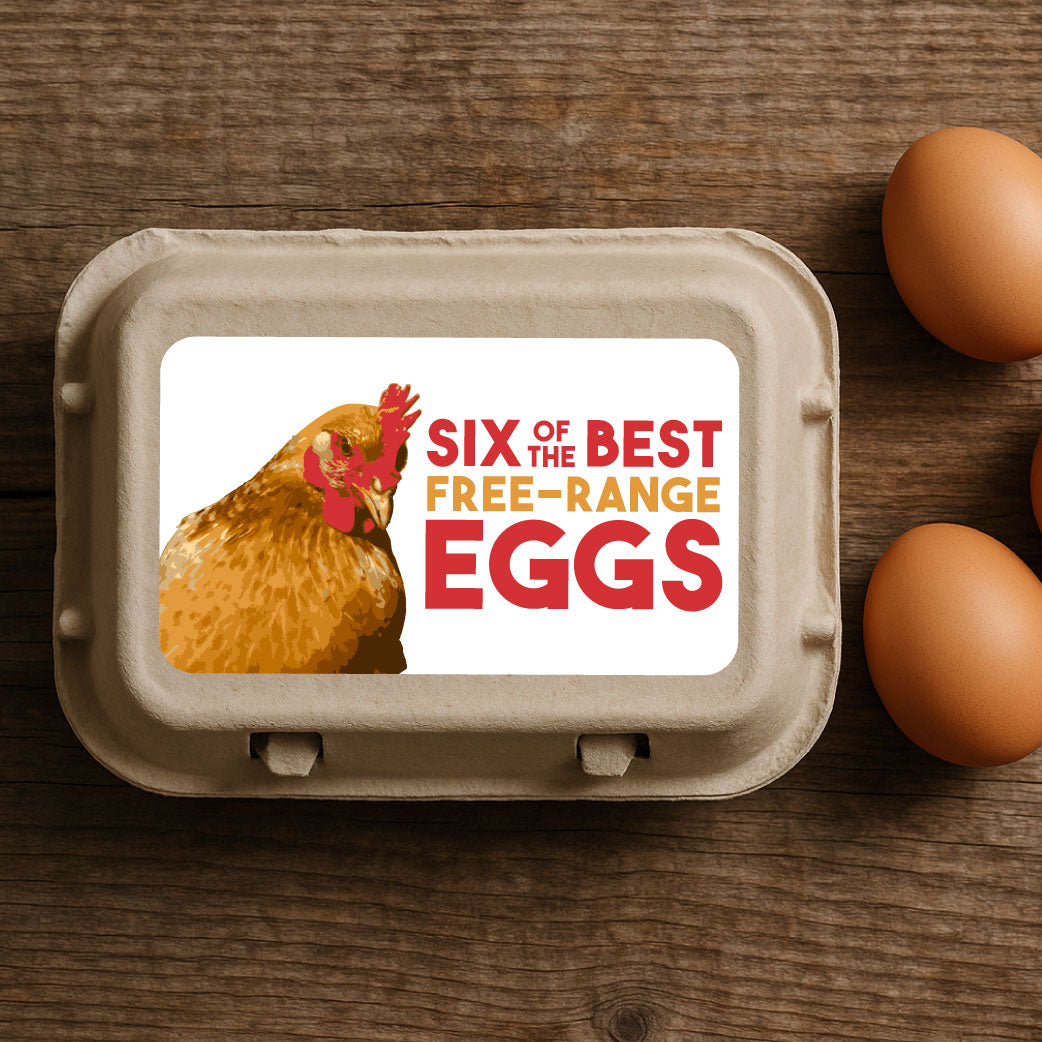 Six of the Best Free-Range Eggs Box Labels – Illustrated Hen Egg Stickers
