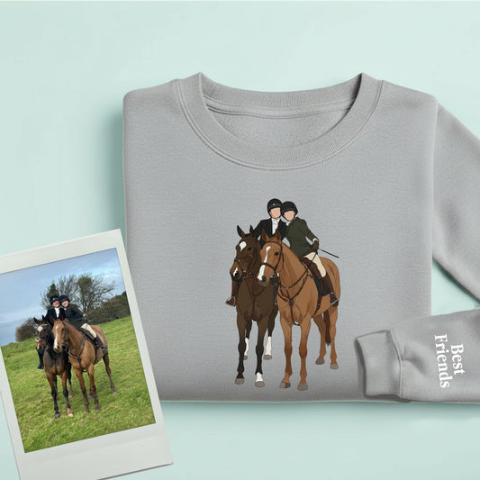 Personalised Horse Sweatshirt or Hoodie – Custom Digital Portrait Printed from Your Photo UK