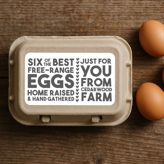 Personalised “Six of the Best” Free-Range Egg Box Labels – Custom Farm Stickers