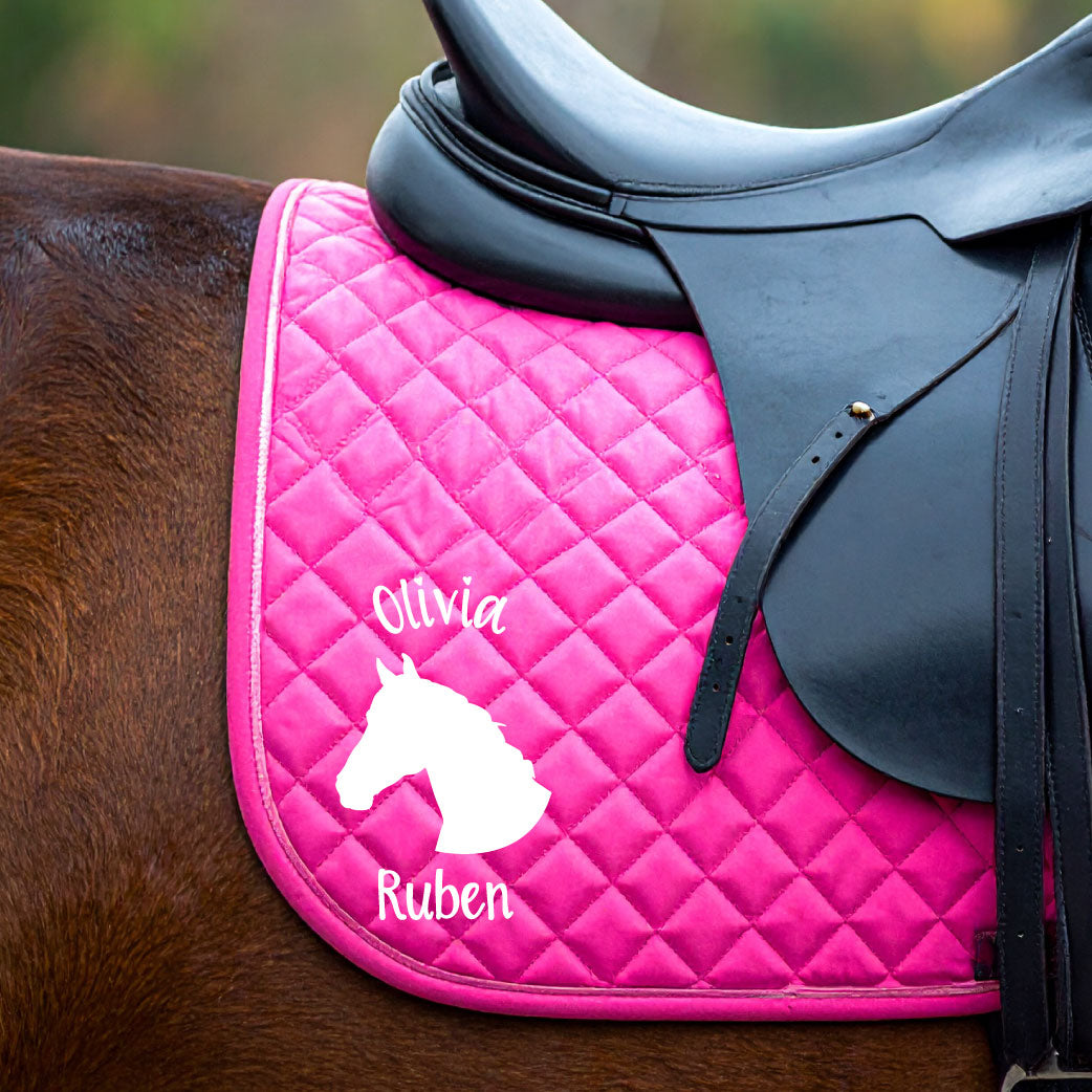 Personalised Equestrian Saddlecloth Saddle Pad - Cute Horse Head Design