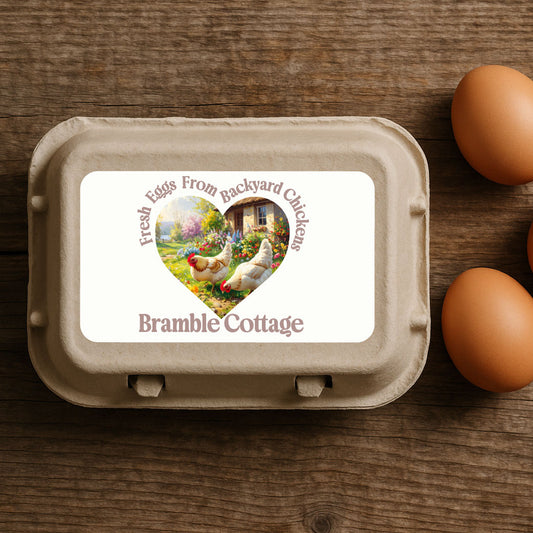 Personalised Backyard Chickens Egg Box Labels – Custom Egg Stickers Heart Shape