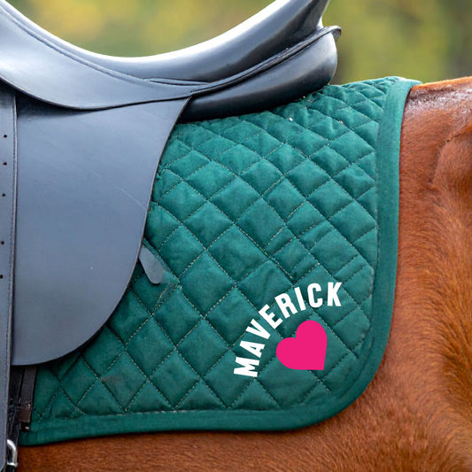 Personalised Equestrian Saddlecloth Saddle Pad - Big Heart Design