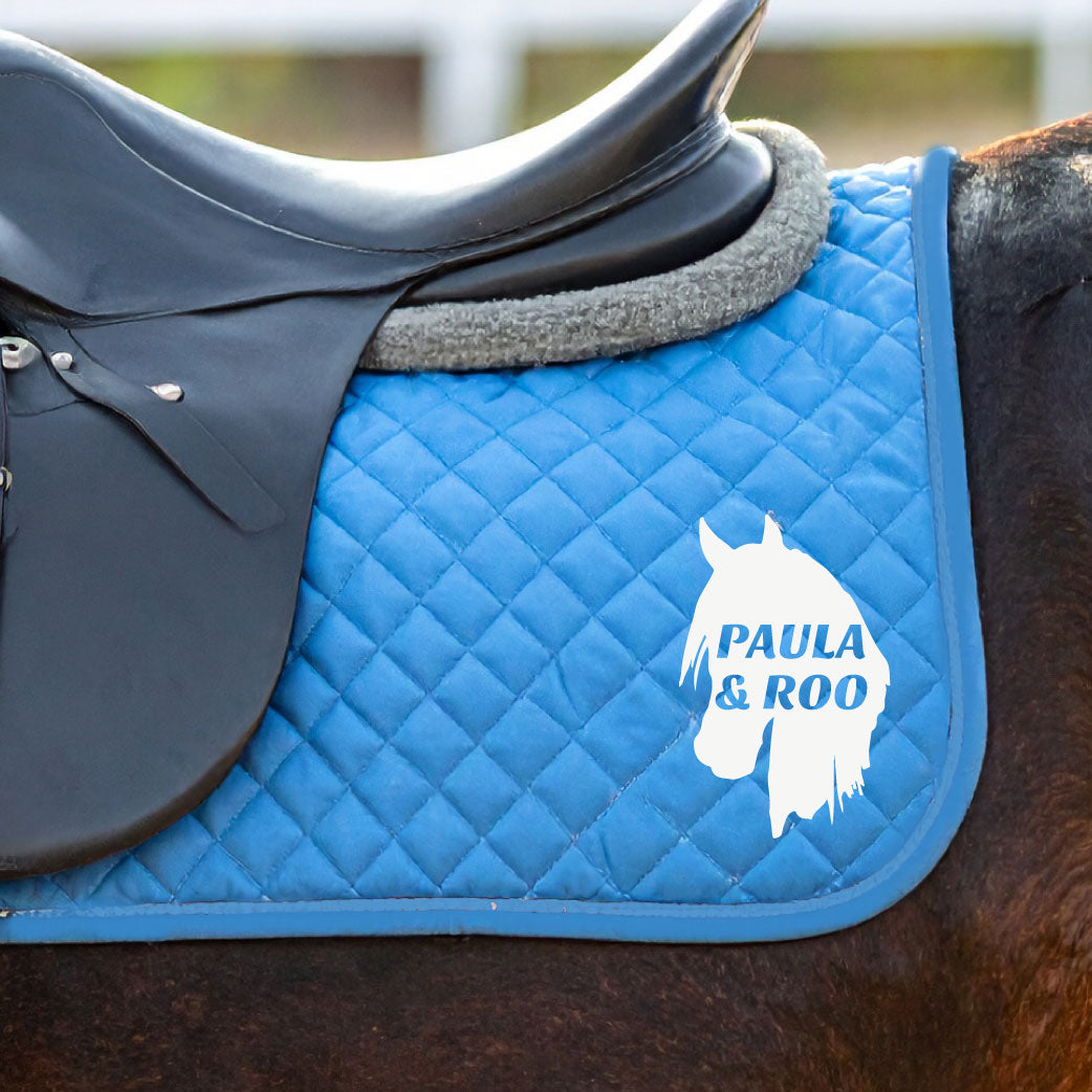 Personalised Equestrian Saddlecloth Saddle Pad - Horse Head Design