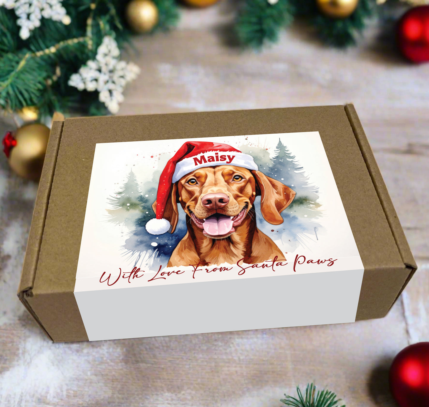 Any Dog Breed – Personalised Christmas Dog Treat Box – Festive Puppy Treats – Dog Xmas Gift Box – Dogs Christmas Present