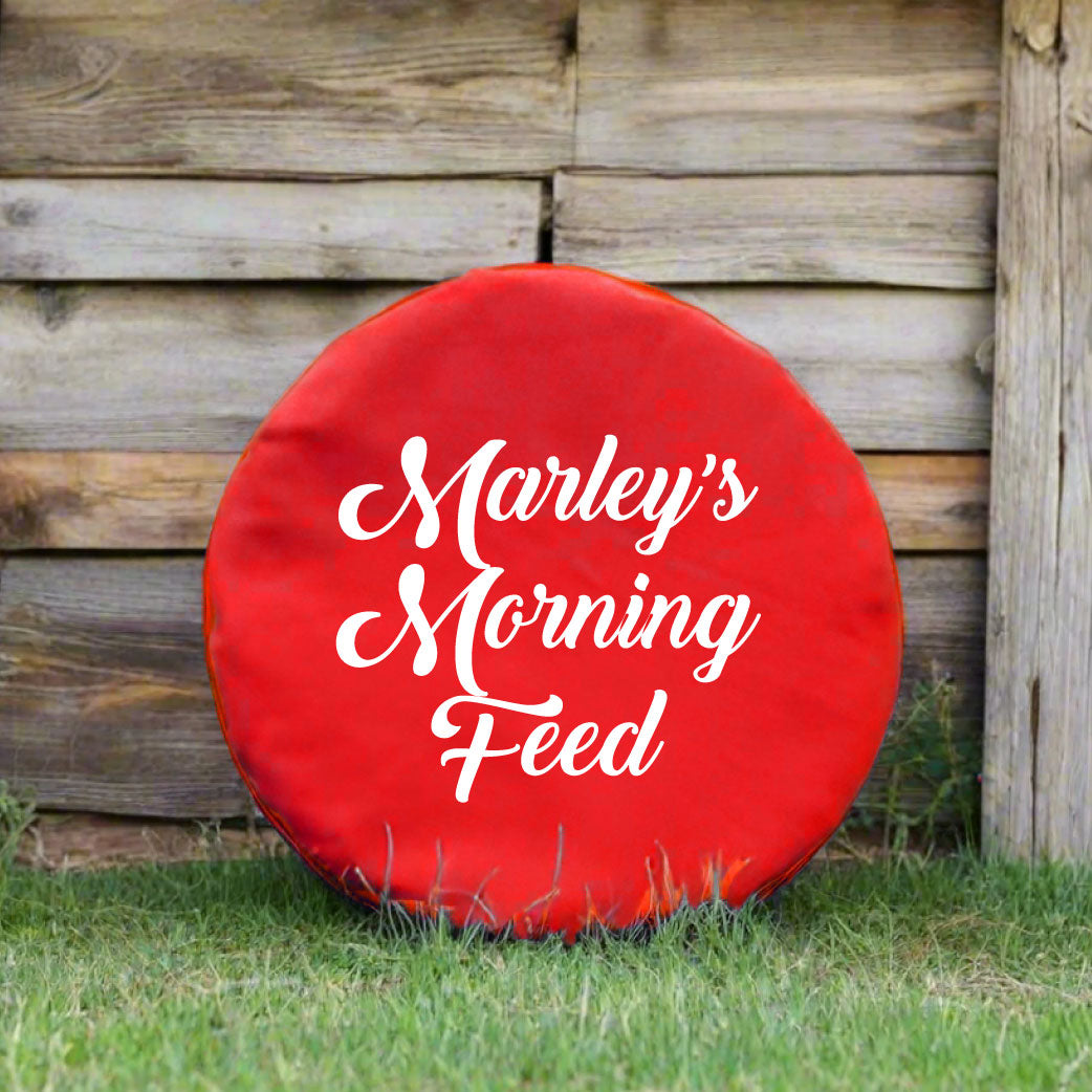 Personalised Bucket Feed Bowl Cover - Script Morning Design