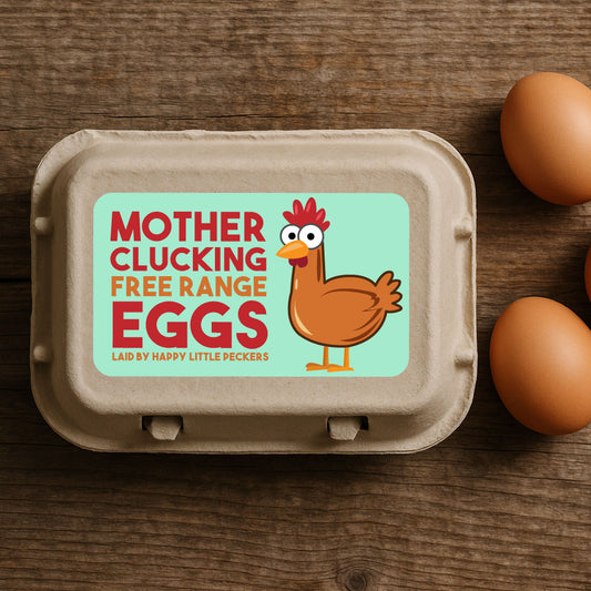Funny Mother Clucking Egg Box Labels – Personalised Chicken Egg Carton Stickers
