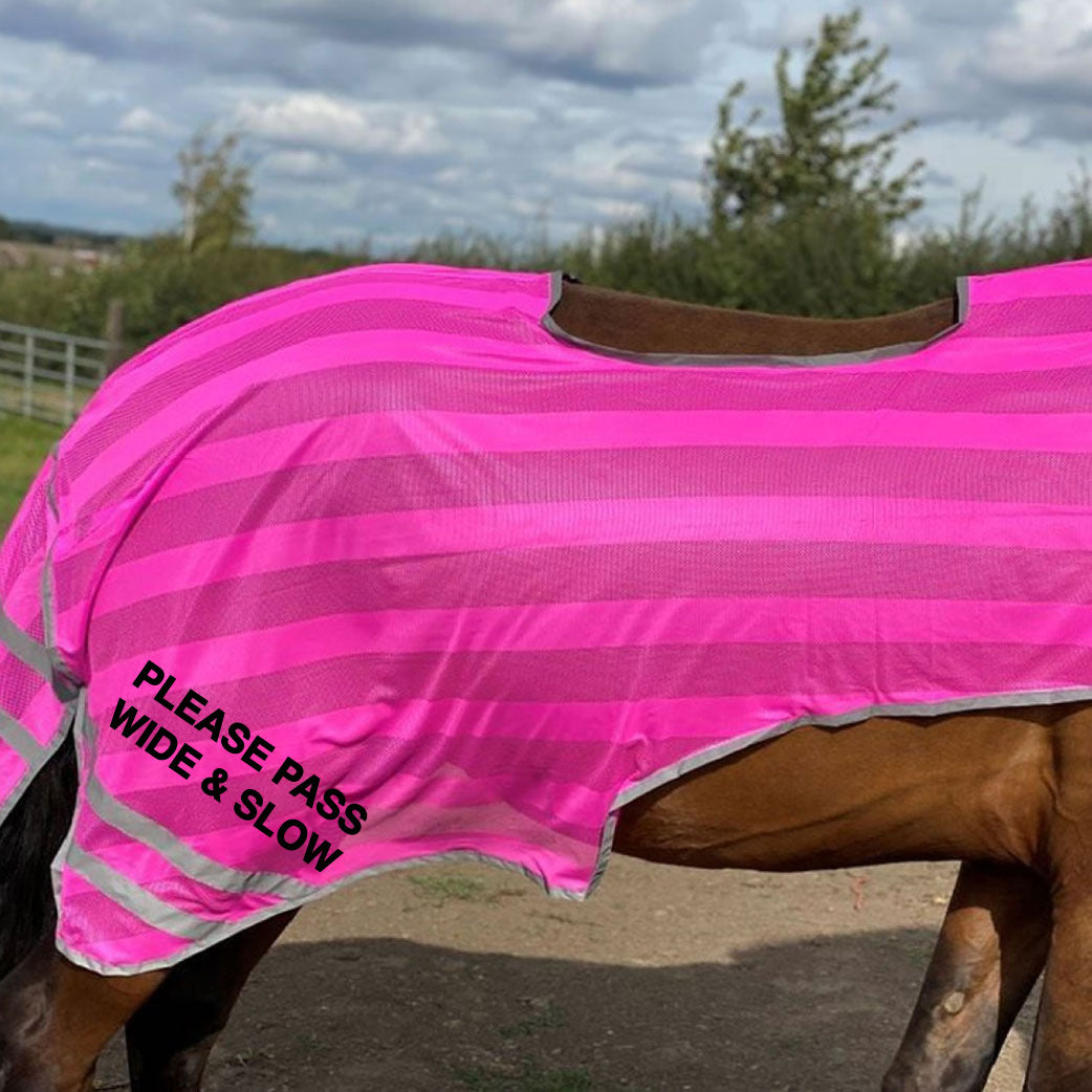 Official PW&S High Visibility Hi Vis Equestrian Horse Reflective 3/4 Length Cutaway Ride-On Rug - CAMERA, 10mph, 2m Distance
