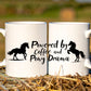 Powered by Coffee and Pony Drama Mug | Funny Horse Rider Gift | Equestrian Coffee Cup