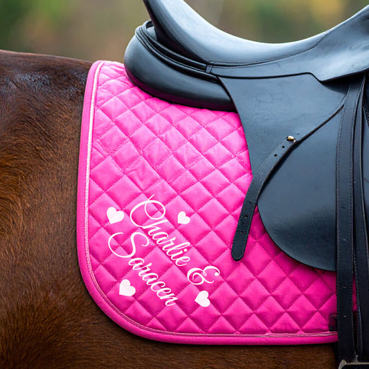 Personalised Equestrian Saddlecloth Saddle Pad - Hearts Design