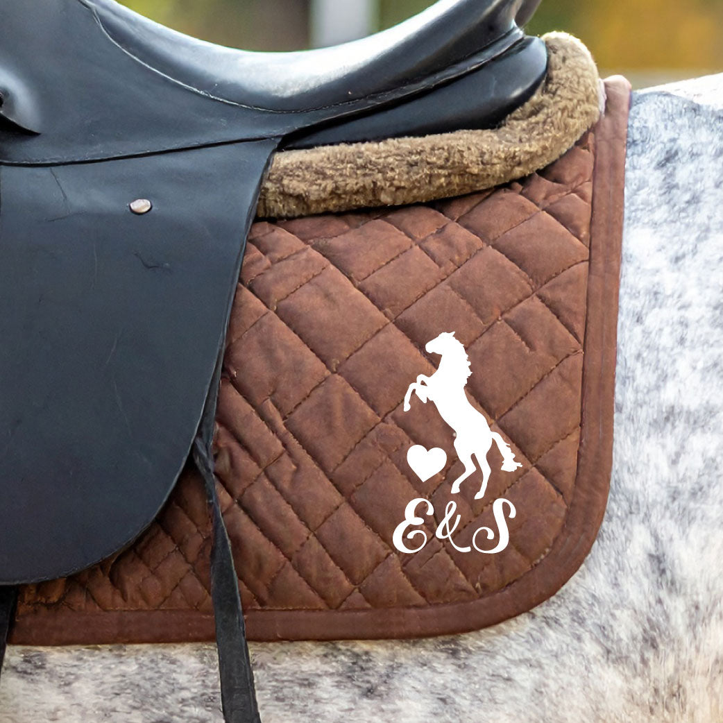 Personalised Equestrian Saddle Pad – Custom Saddlecloth - Rearing Design
