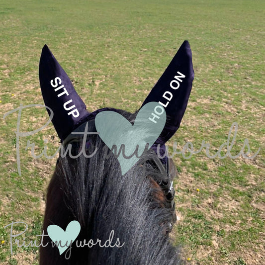 Funny Equestrian Sit Up, Hold On, Horse Fly Veil Ear Bonnet